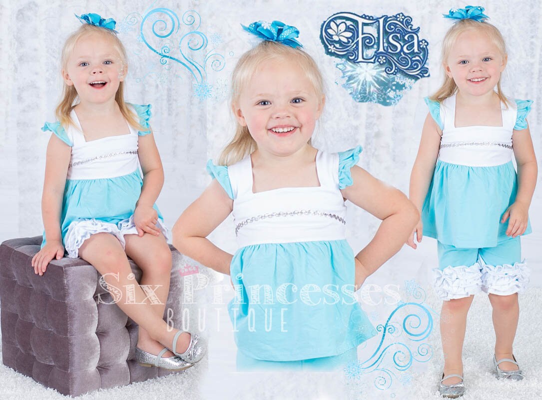 Elsa Frozen Shorts Set Outfit Disney 