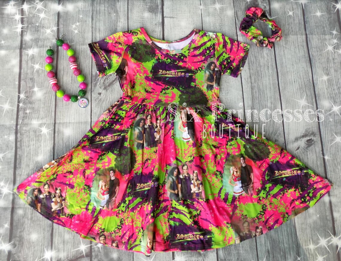 Disney Zombies 2 Birthday Cheerleading Cheer Twirl Dress Etsy