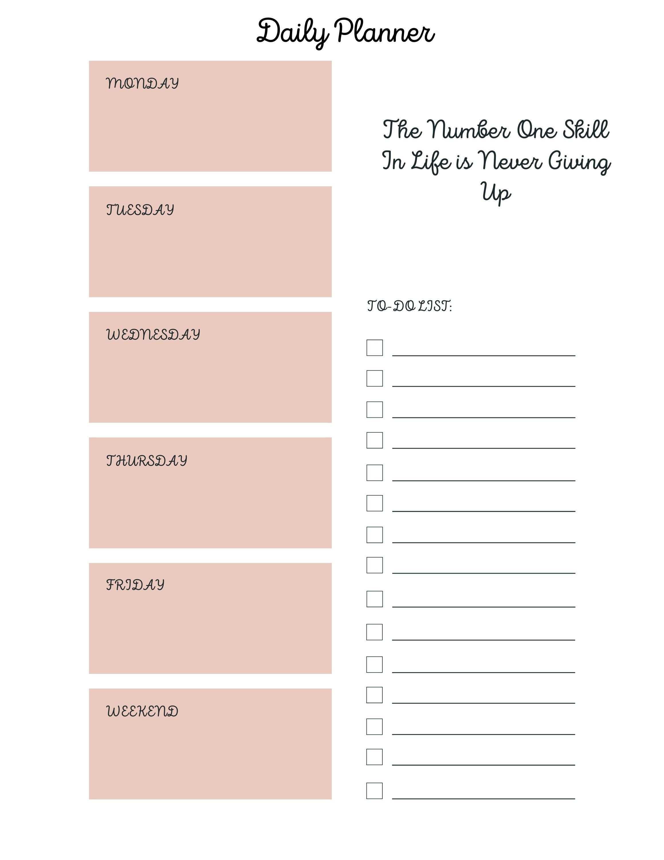 daily planner printable inspirational quote etsy