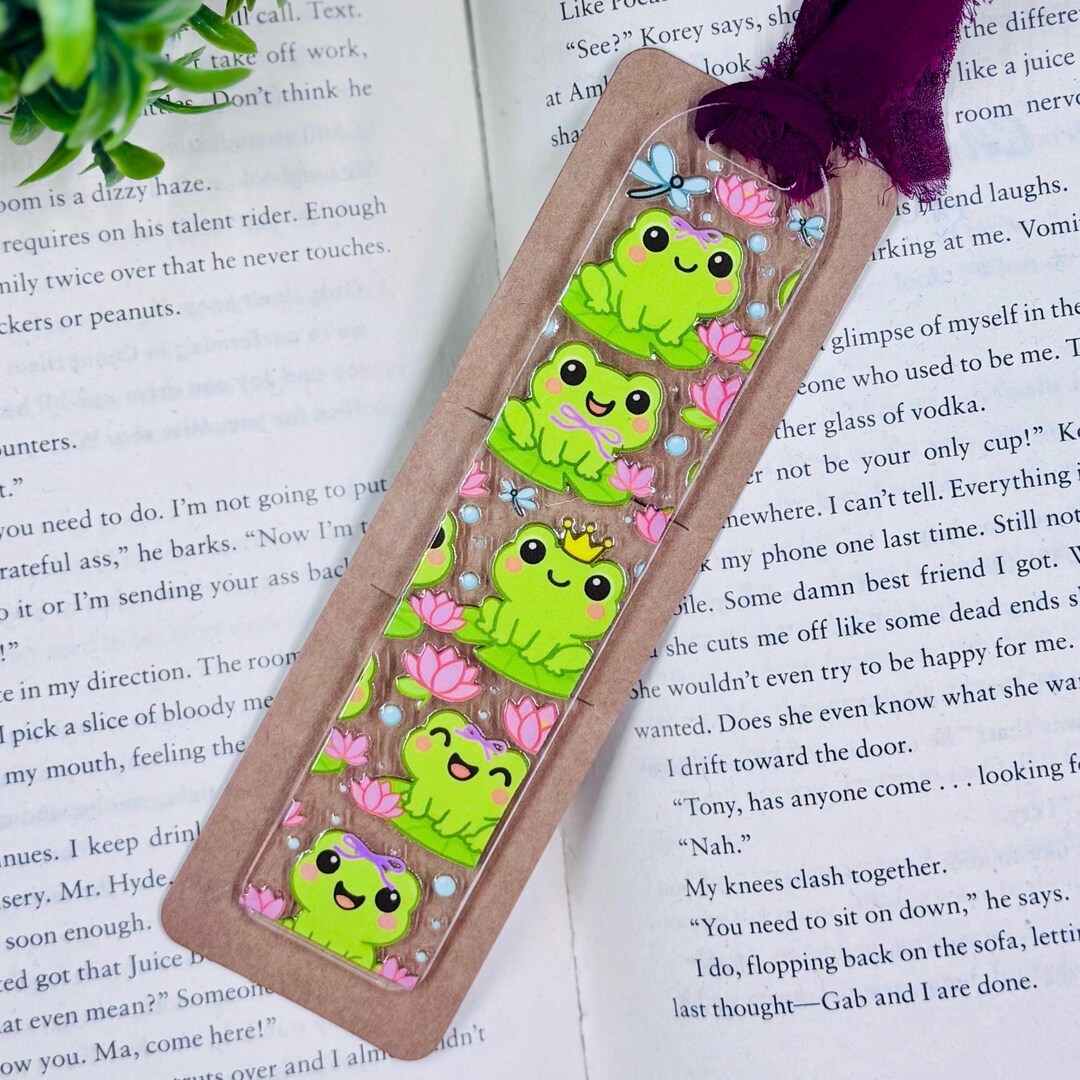 Frog Bow Acrylic Bookmark | Handmade Reader Gift | [single-sided] - Etsy