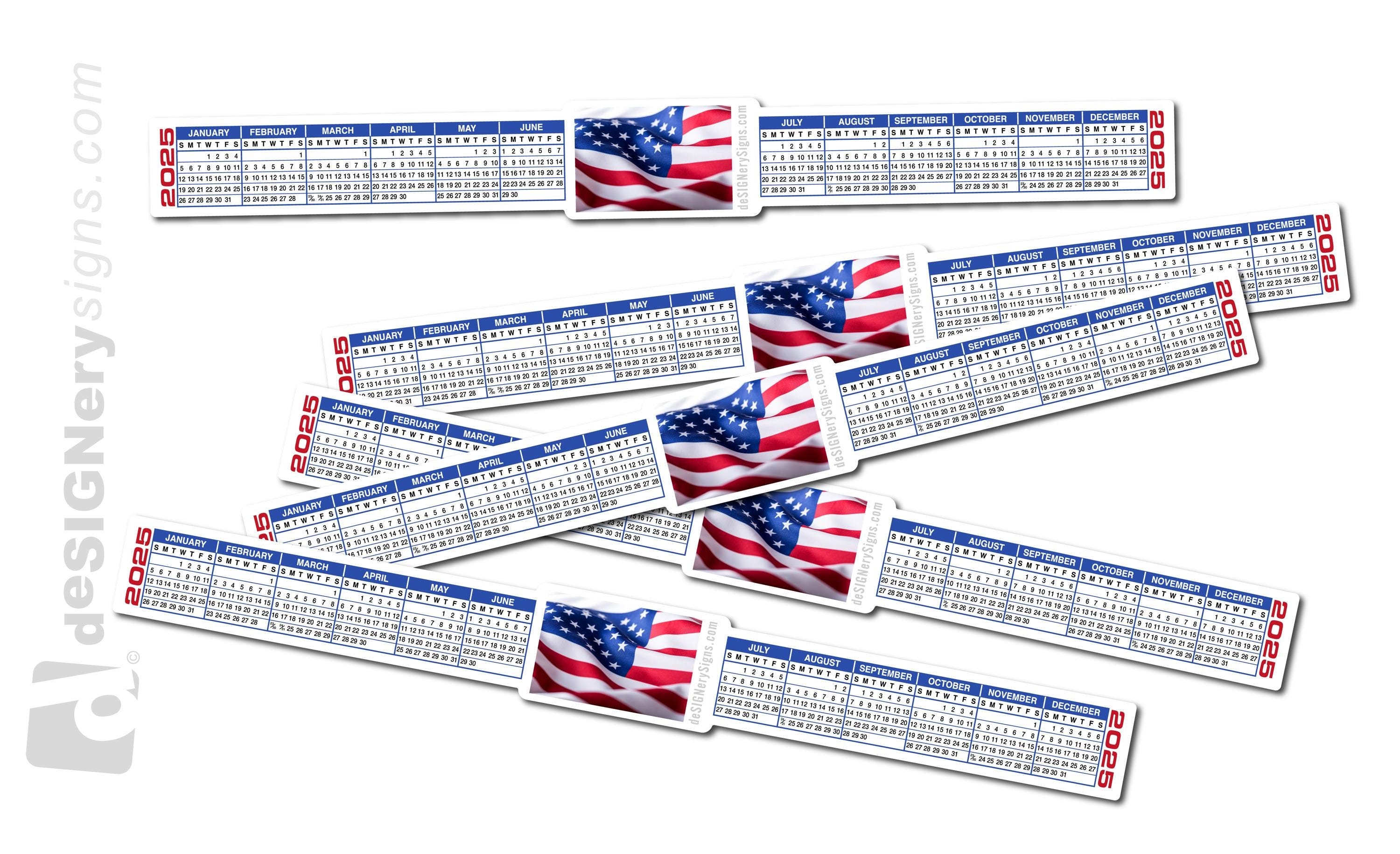 NEW 2025 U.S.A. Patriotic Vinyl Computer Calendar Strip Stickers | 13 ...