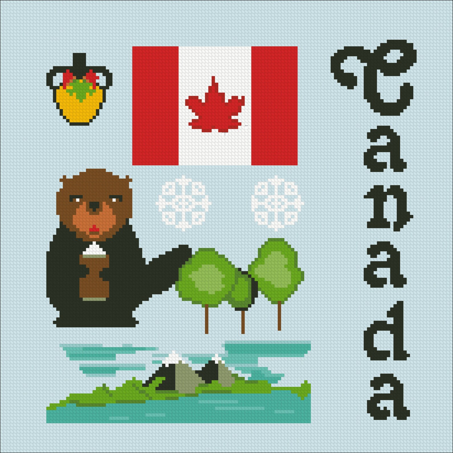 Symbols Canada. Cross Stitch pattern PDF. Country symbols Etsy