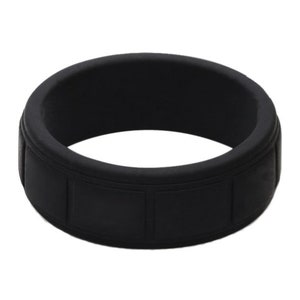 Dark Gray Silicone Ring Silicone Band Silicone Wedding Band Silicone Wedding Ring Womens Silicone Ring Mens Silicone Ring Rubber 8mm Pattern