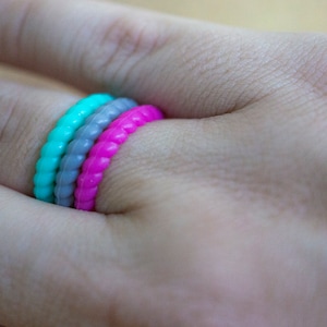 Braided Silicone Rings, stackable, water proof, eco friendly, non-toxic, medical grade, Durable, high-quality, Comfortable Rubber Rings Band
