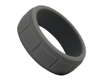 Dark Gray Silicone Ring men Silicone Band Silicone Wedding Band Silicone Wedding Ring man Silicone Ring Men Silicone Ring Rubber 8mm Pattern
