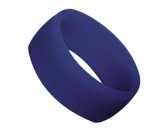 Men's Silicone Ring Dark Silver -  Rubber Wedding Band for Men - Breathable 9mm Wide Band Promise Ring Anniversary Gift for Him