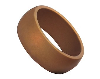 Silicone Ring Bronze Rubber Wedding Band for Men - Breathable 9mm Wide Band Promise Ring Anniversary Gift for Him