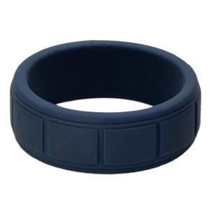 Blue Silicone Ring  men Silicone Band Silicone Wedding Band Silicone Wedding Ring Womens Silicone Ring Mens Silicone Ring Rubber 8mm Pattern