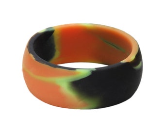 Men's Silicone Ring Dark Silver -  Rubber Wedding Band for Men - Breathable 9mm Wide Band Promise Ring Anniversary Gift for Him