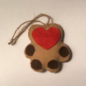 Felt dog paw ornaments