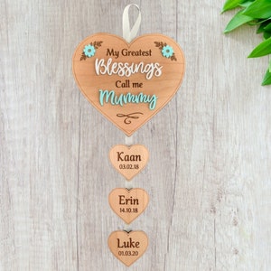 Placa de pared de Mis Mayores Bendiciones / Regalo del Día de la Madre / Para Ella / Mejor Mamá / Regalo de Cumpleaños / Regalo de los Abuelos / Placa del Corazón Colgante / Familia