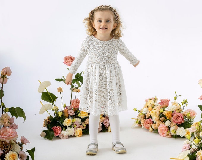 Lace boho flower girl dress