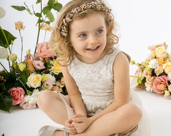 Lace flower girl dress, boho flower girl dress, good for baptism dress or first communion dress, cotton lining, confortable and washable