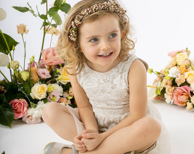 Lace boho flower girl dresswith open back