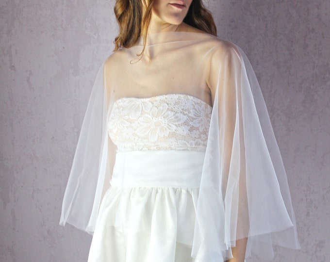 Tulle wedding cape