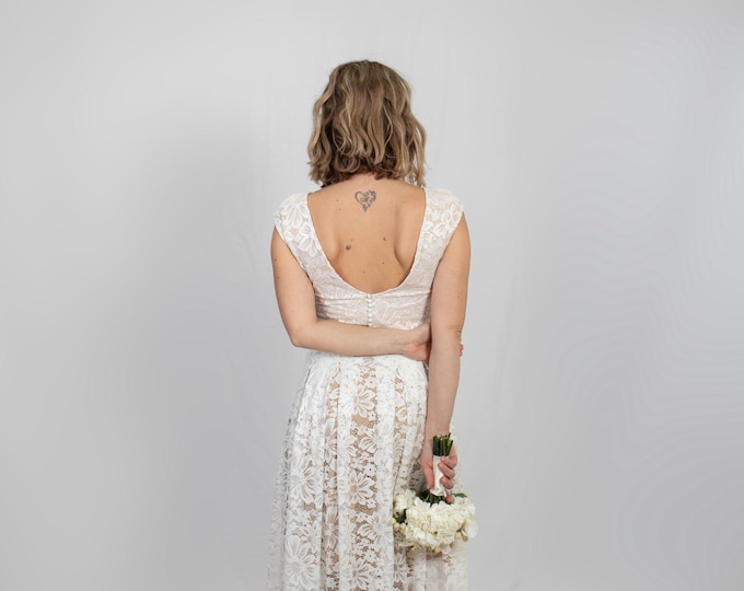 Lace crop top and lace skirt