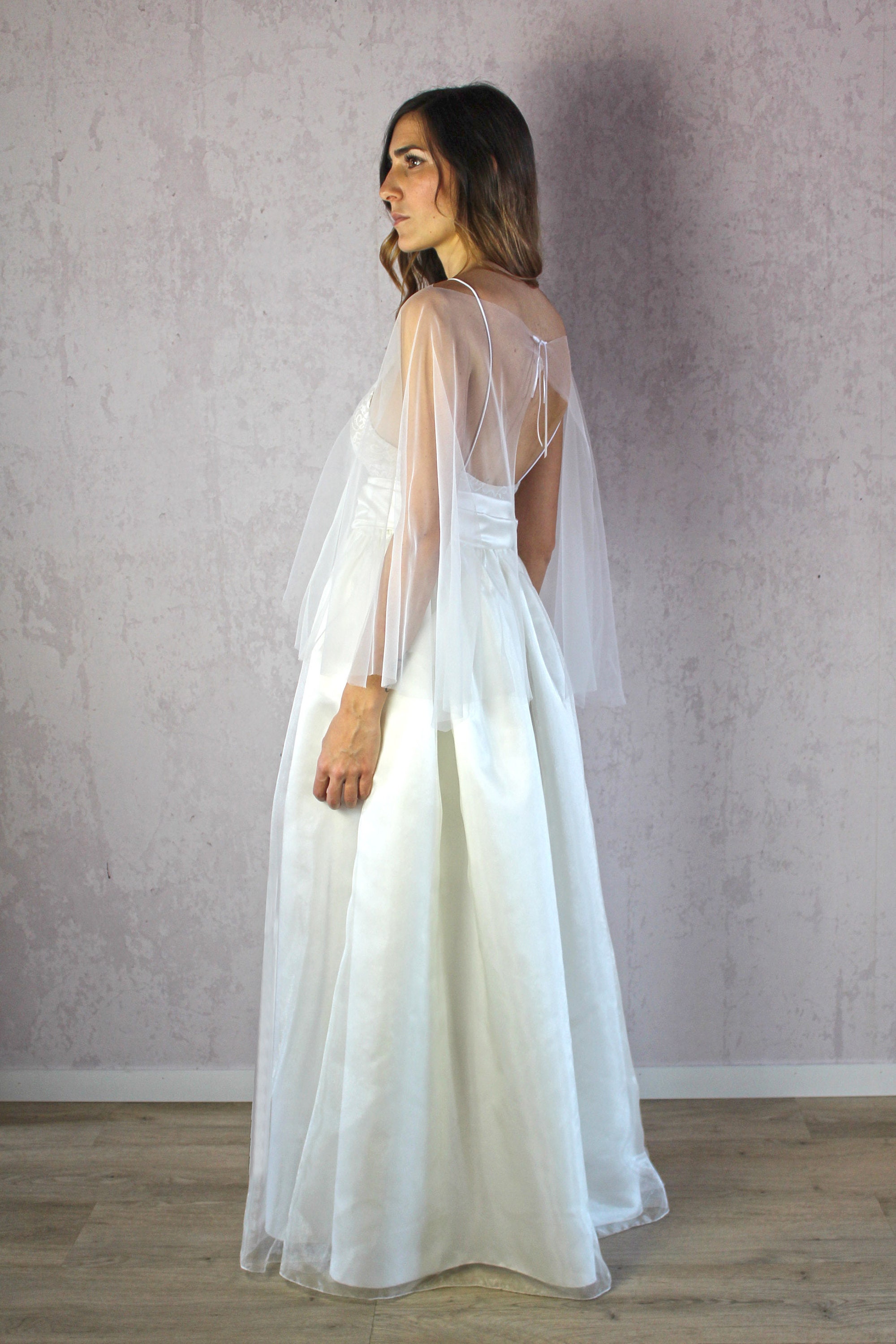 tulle bridal cape