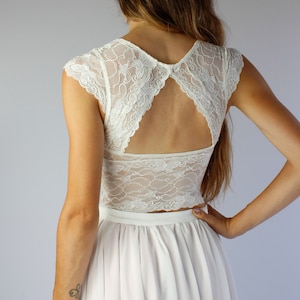 Hochzeit 2-teiliges Spitzentop, Boho Hochzeit Top, Spitze Top mit V Ausschnitt, Hochzeit Top mit V Ausschnitt, Trennt Hochzeits Top, Elopement Spitze Top