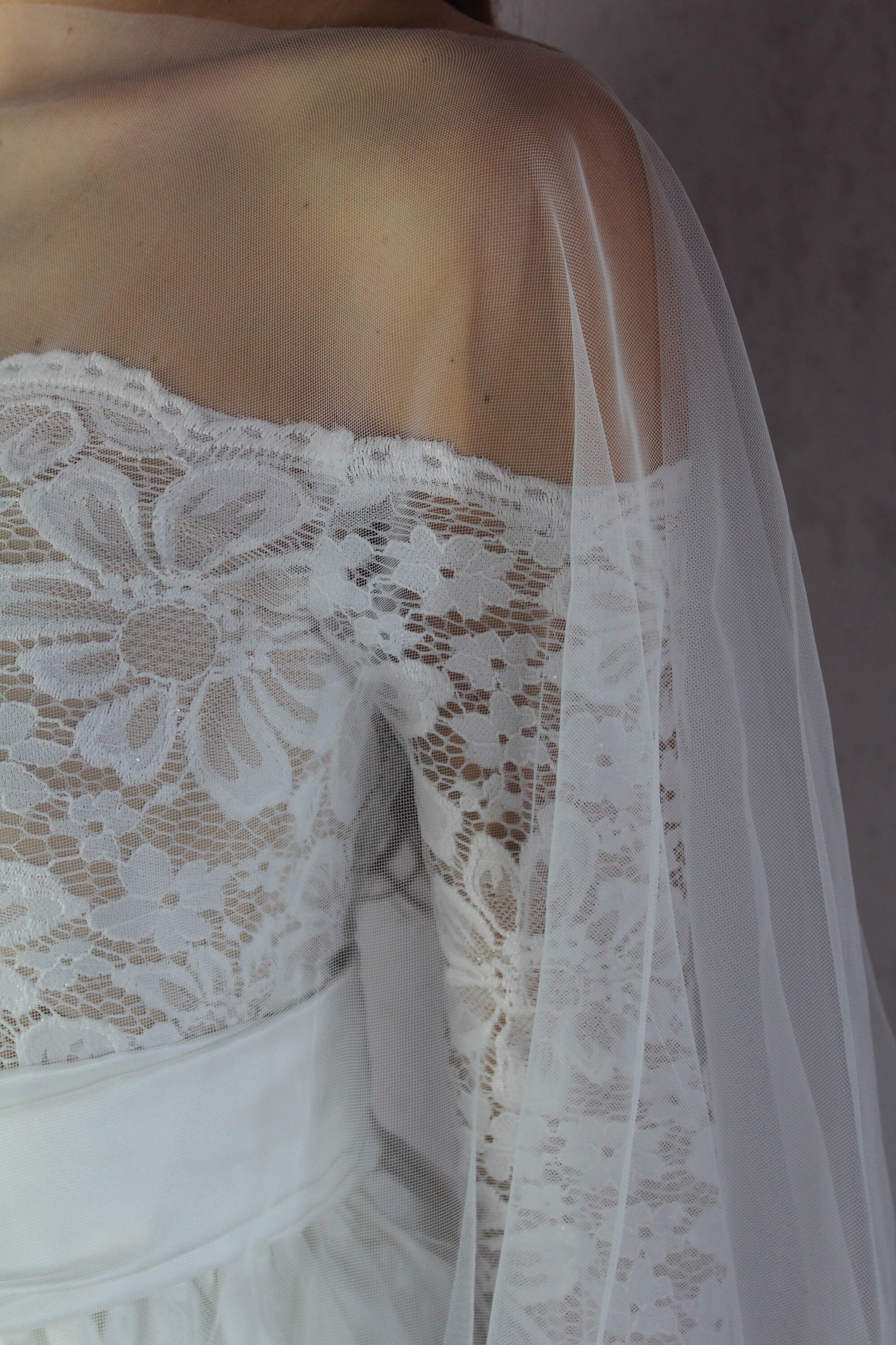 tulle wedding cape