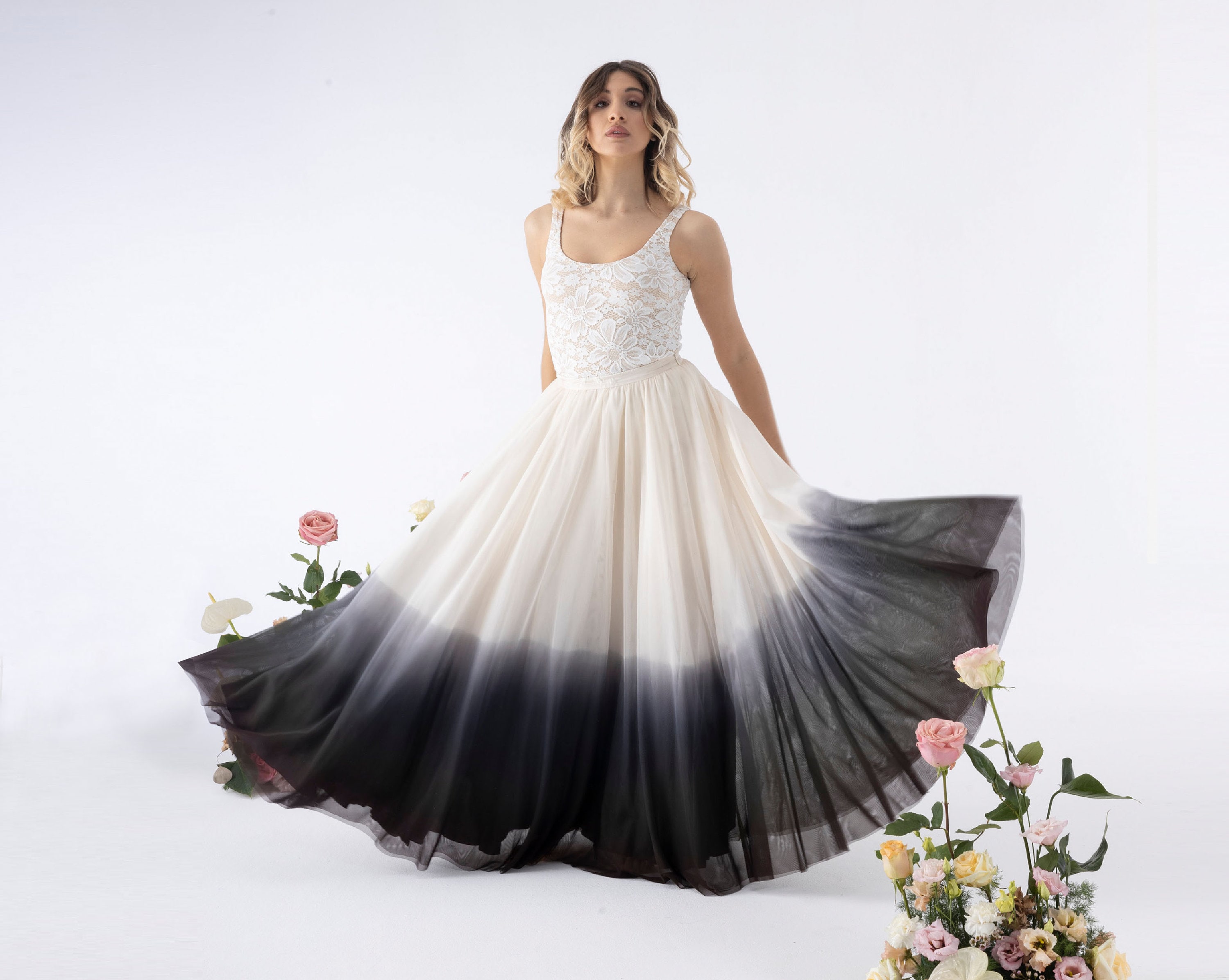 Black and white ombre cheap skirt