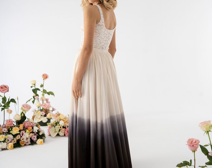 Lace bodysuit and black tye dye tulle skirt