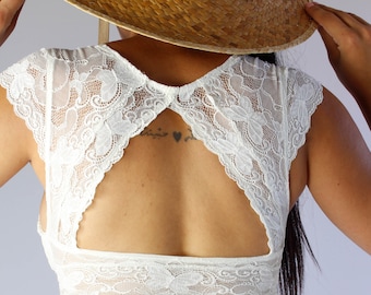 Bridal crop top, lace crop top, bridal lace crop top, lined bridal top, rustic bridal top, bohemian lace crop top, romantic wedding top