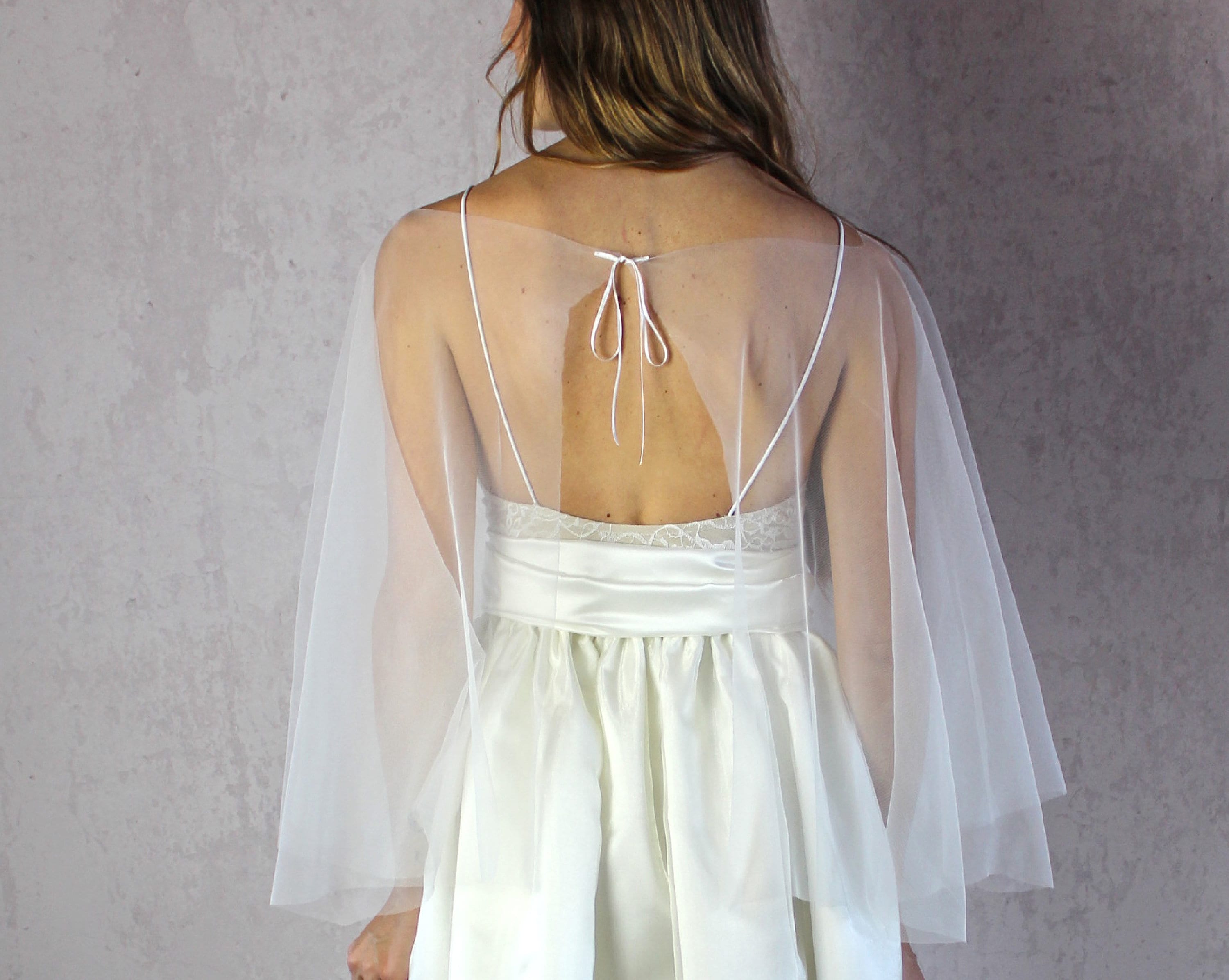 tulle bridal cape
