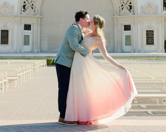 Ombre tulle skirt, dip dyed in customized color, Gwen Stefani wedding dress 2020 insipired