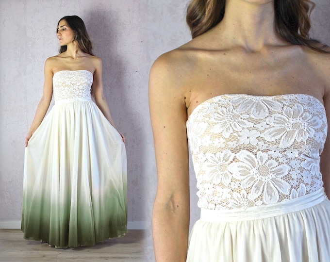 Lace strapless top and ombre wedding dress in customized color