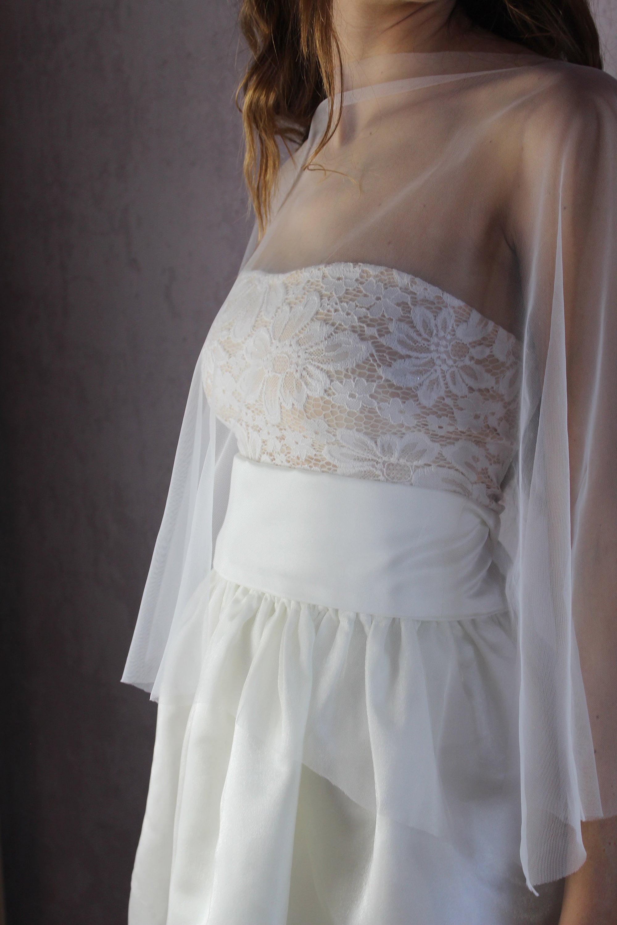 tulle wedding cape