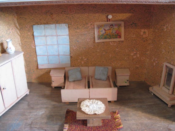 For Sale Vintage Dollhouse Bedroom With Attributes 1950s