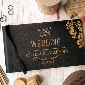 Wooden Rustic Guest Book, Wedding Guest Book, Personalized Guest Book, Wooden Guestbook, Unique Wedding Guestbook, Black Oak Series
