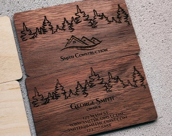 Wood Business Cards With Laser Engraving, Wooden Card Tags, Engraved Unique Cards