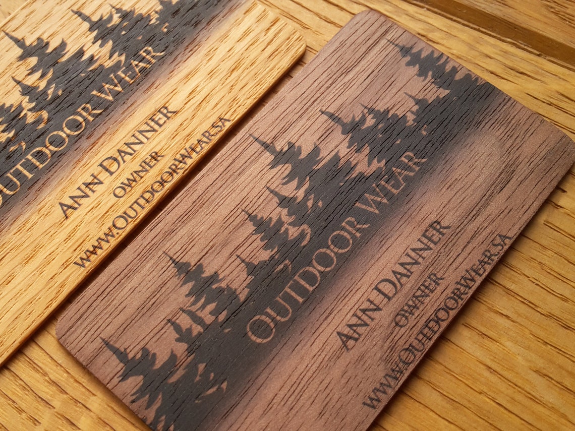 Wooden Business Cards Twosided FullColor Printing Wood Tags Etsy
