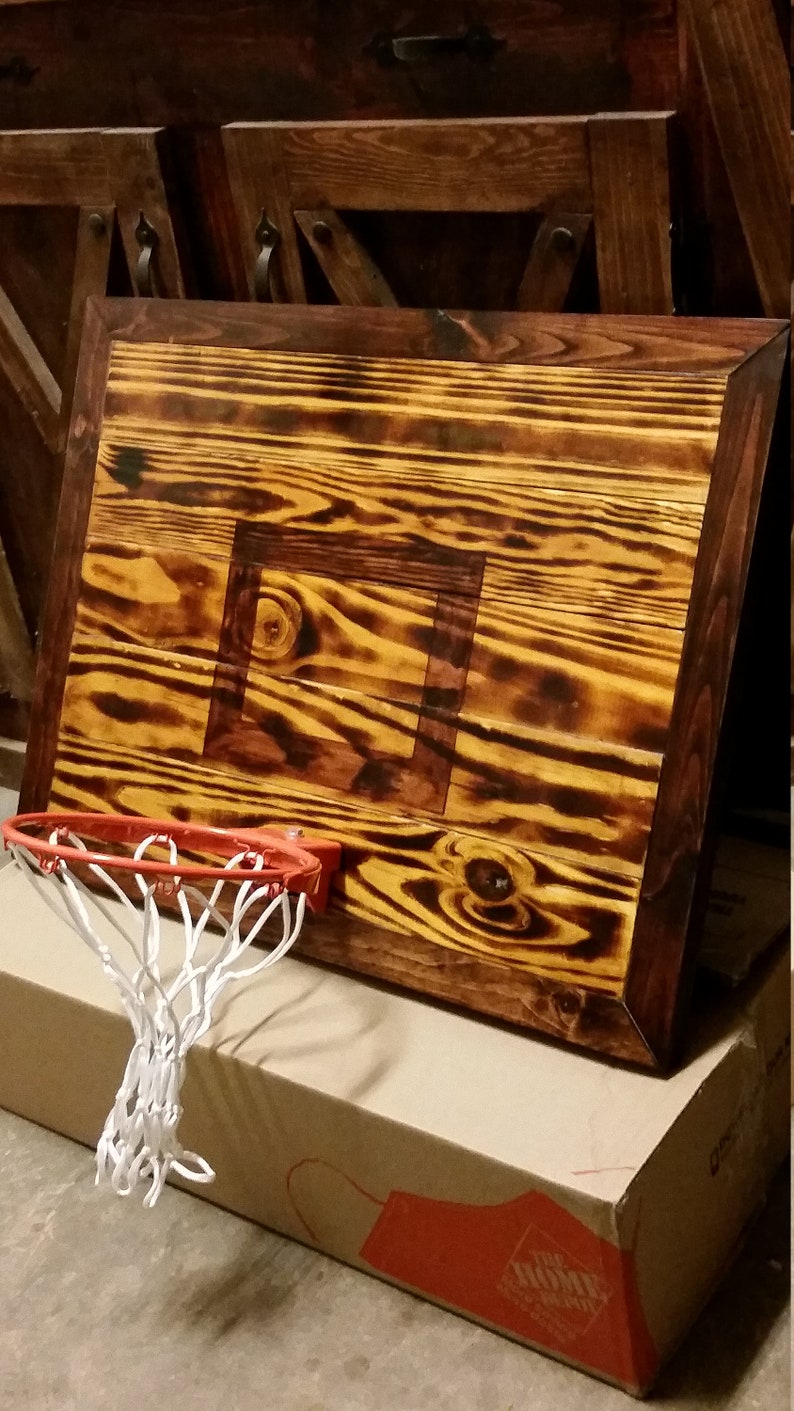 Mini Wooden Basketball Hoop Rustic Hand Made With Burnt | Etsy