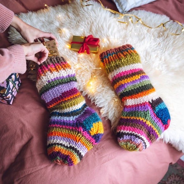Knit Kit - 'Fill your Boots' Remnants Christmas Stocking | Stocking knitting kit