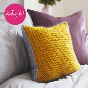 Knitting Kit - Duet Cushion kit, Knitted cushion pattern, Knitting Gift, pillow pattern, cushion cover, knitted cushion kit
