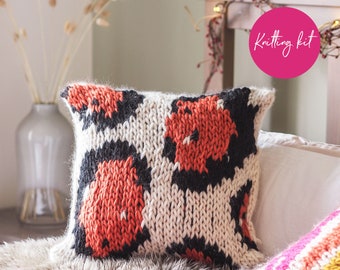 Knit Kit - 'Change Your Spots' Cushion Knitting Kit - Leopard Print Cushion Cover Knitting Kit