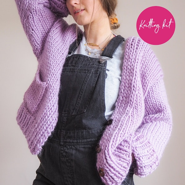 Knit Kit - 'Button (Kn)it up' Knitted Cardigan for beginners