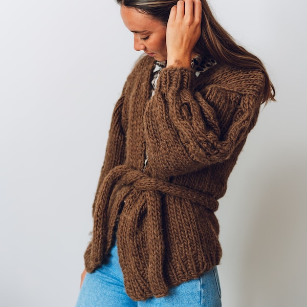 Knit Kit - Cosy Cable Cardi | Cable sleeved cardigan knitting kit