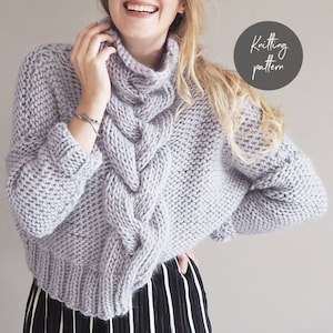 Knitting Pattern Cropped Cable Knit Jumper Sweater Pattern Instant Download knit your own jumper image 2