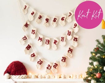 Knit Kit - Advent Calendar - Make your own Christmas Garland - FREE UK Shipping