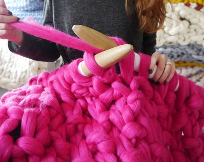 Blanket kit, DIY chunky knitting, DIY blanket kit, Merino yarn, Extreme knitting, chunky knit blanket kit,knit your own blanket,Perfect gift