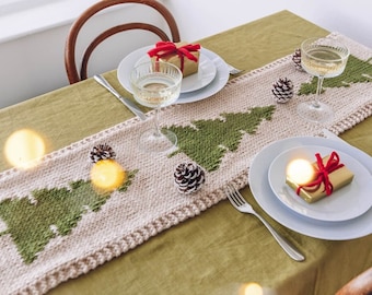 Knit Kit - Treemendous Table Runner | Christmas table runner knit kit