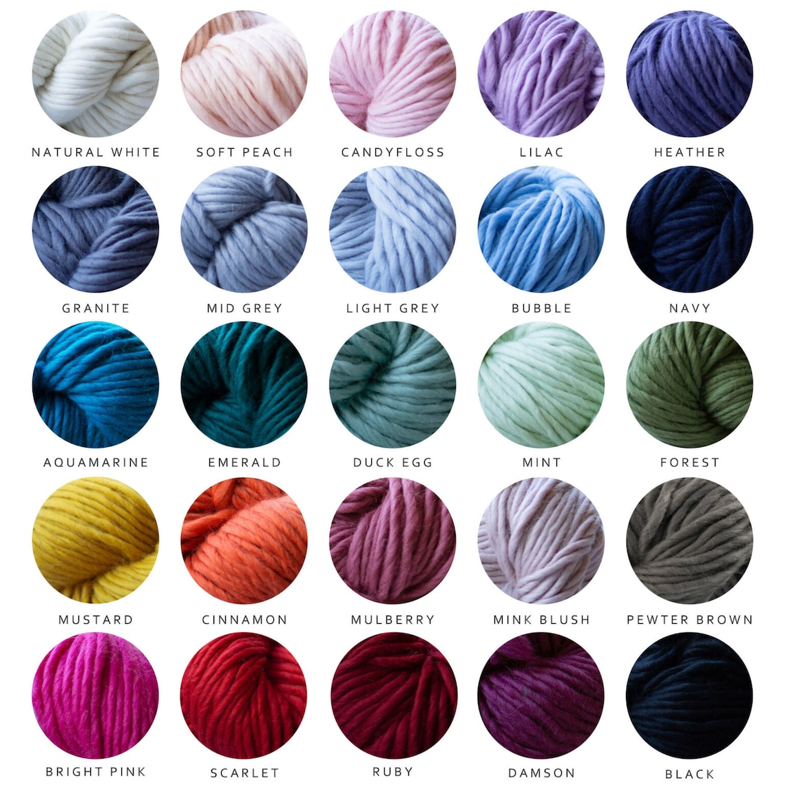 Super Chunky Yarn Colour Sample Sheet - Etsy UK