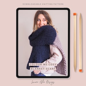 Knitting Pattern - Blanket Scarf - &#39;Colour me Cosy&#39; scarf pattern
