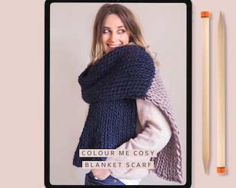 Knitting Pattern - Blanket Scarf - 'Colour me Cosy' scarf pattern