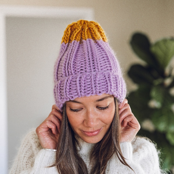 Knit Kit - Chunky knitted colour pop hat knitting kit, DIY knitted hat, chunky knitting kit