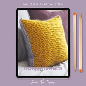 Knitting Pattern - Duet Cushion Cover - cushion knitting pattern - instant download