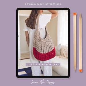 Knitting Pattern - Beach Bag / Big Cotton Bag downloadable pattern